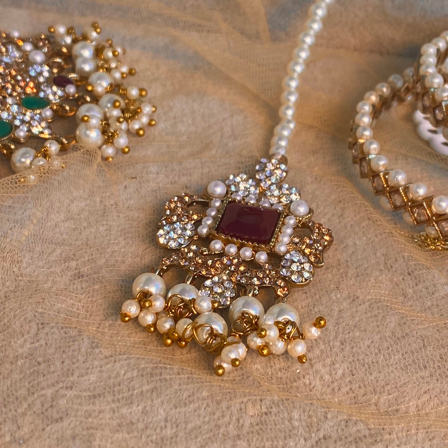 Bridal Mulitcolour Choker set complete with Jhumar