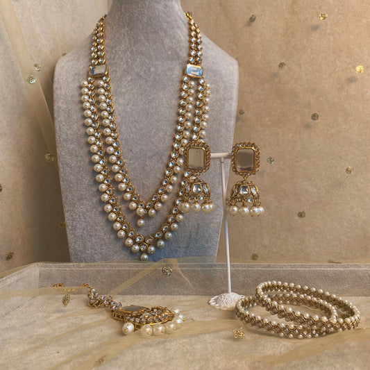 Long Necklace and Earring set- Faux Kundan