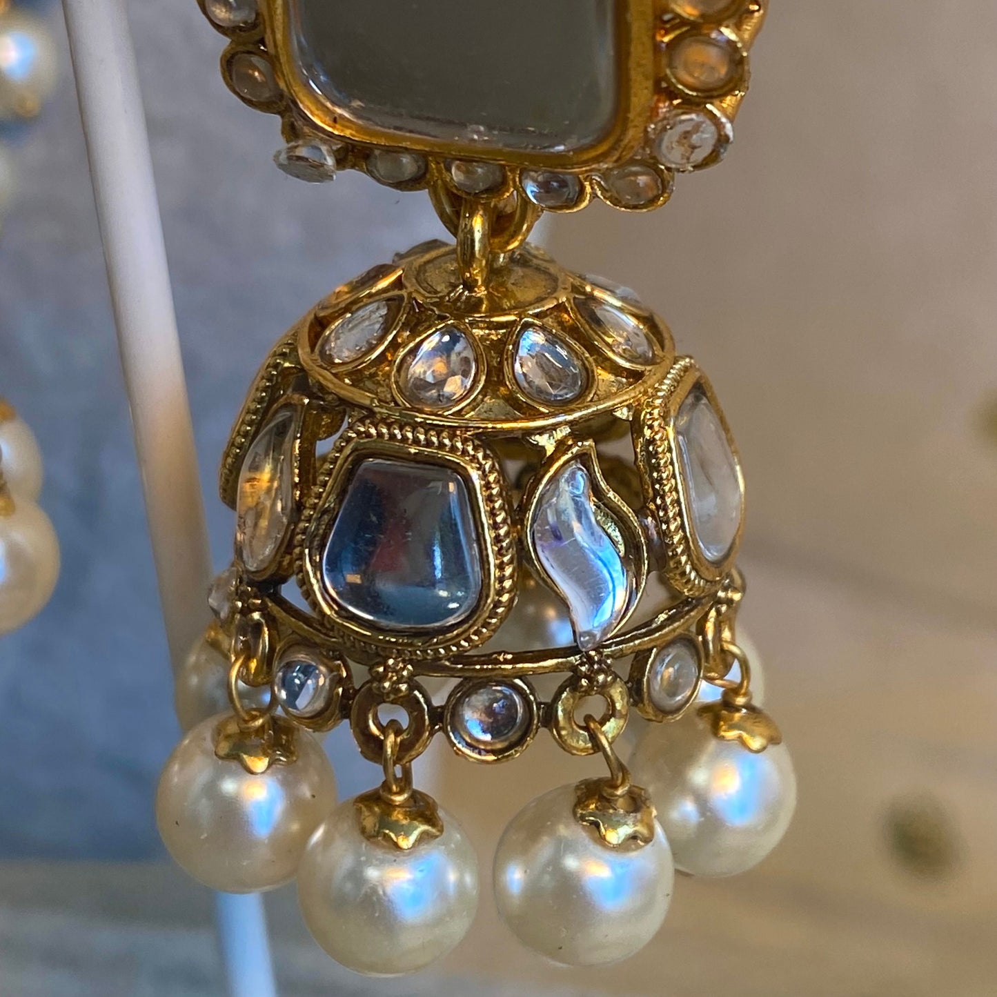 Long Necklace and Earring set- Faux Kundan