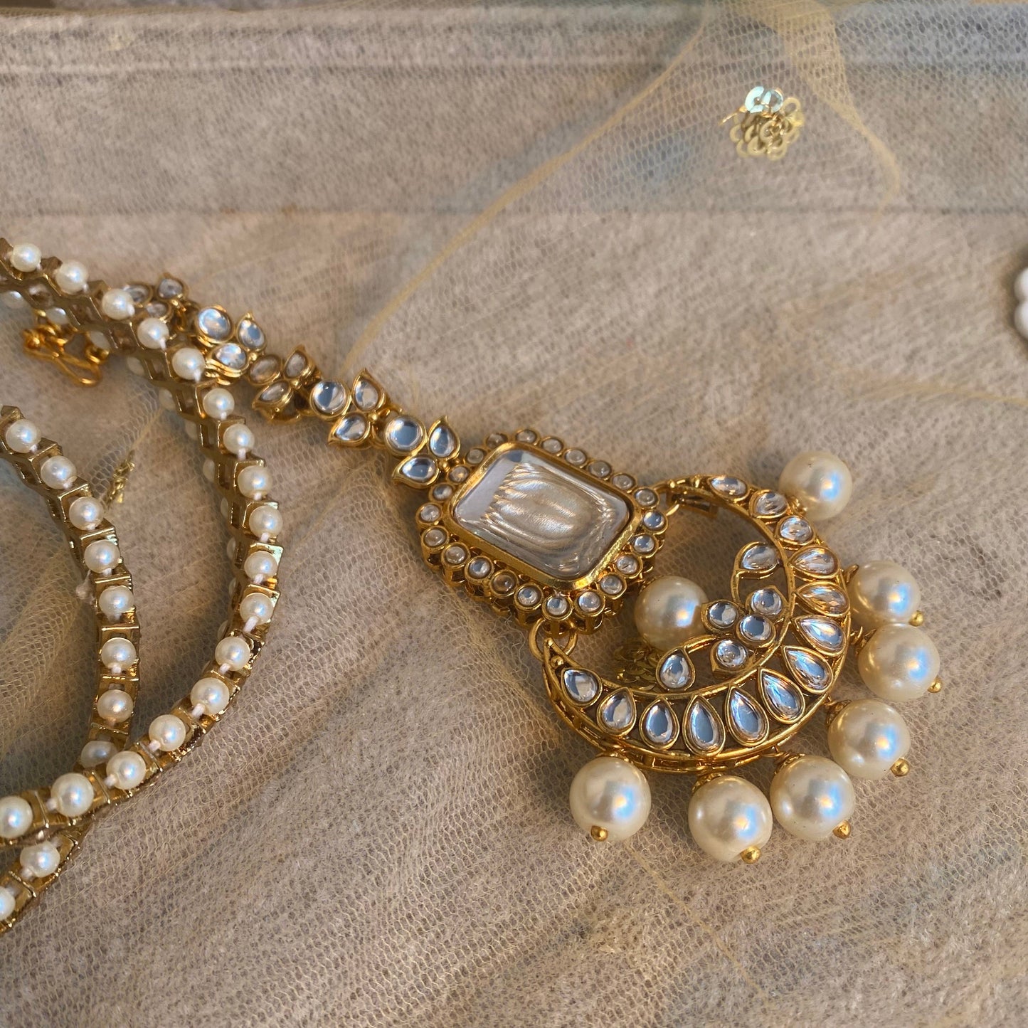 Long Necklace and Earring set- Faux Kundan