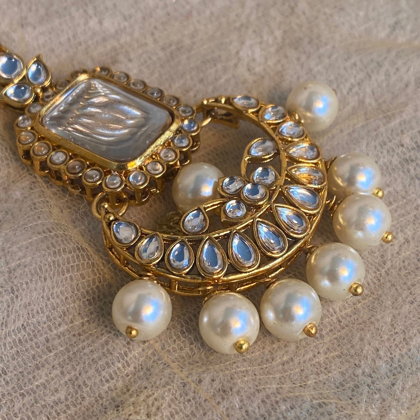 Long Necklace and Earring set- Faux Kundan