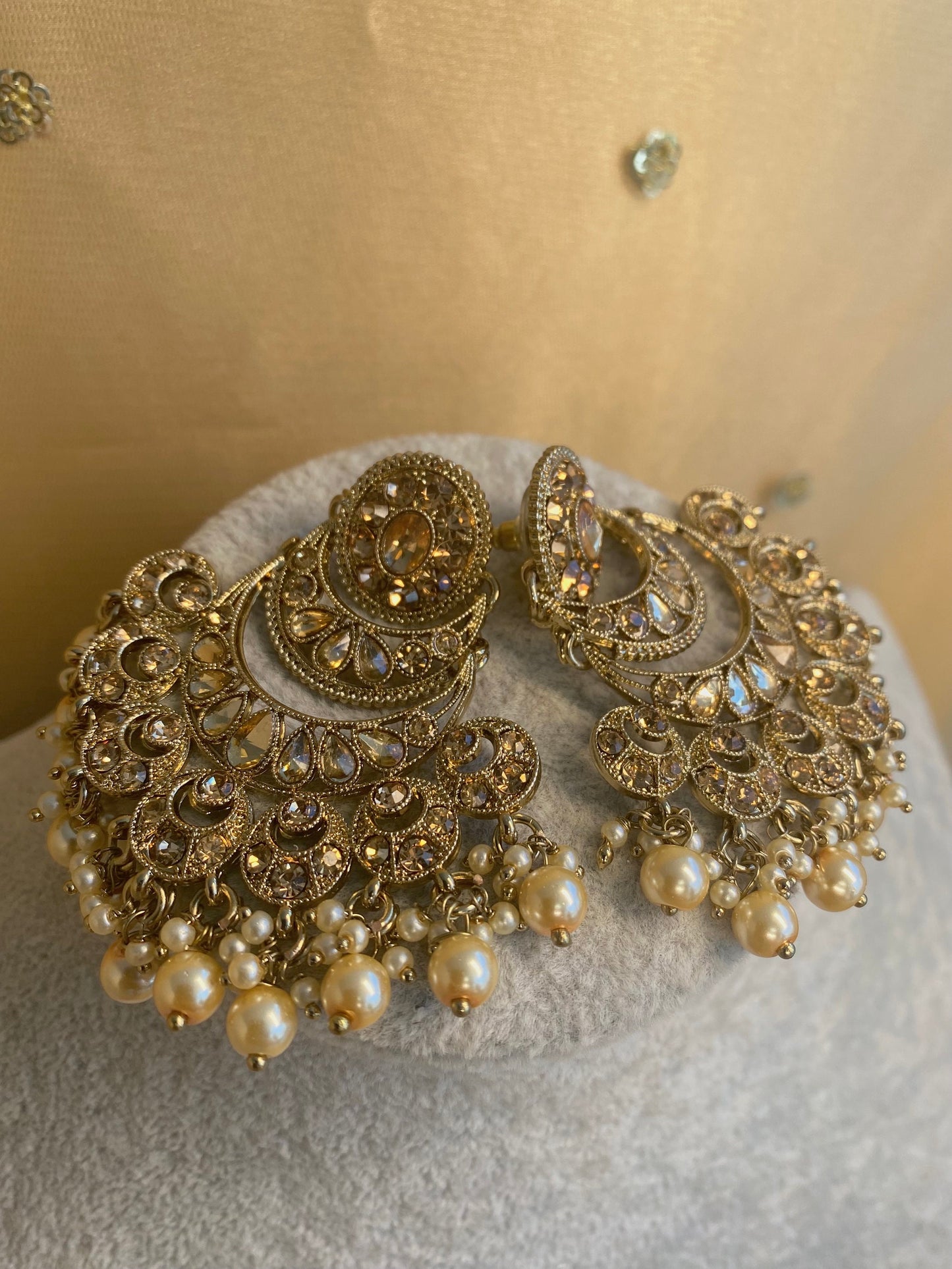 Golden Indian Earrings/ Fashion Jewellery/ Gift for Women/Indian/Pakistani style