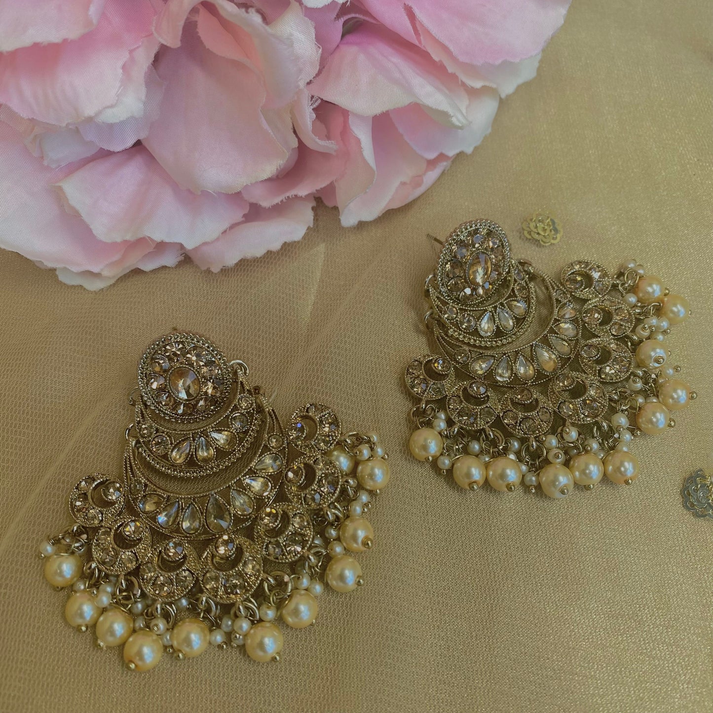 Golden Indian Earrings/ Fashion Jewellery/ Gift for Women/Indian/Pakistani style