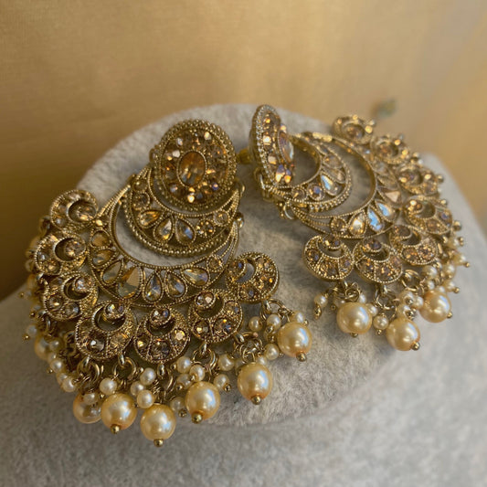 Golden Indian Earrings/ Fashion Jewellery/ Gift for Women/Indian/Pakistani style