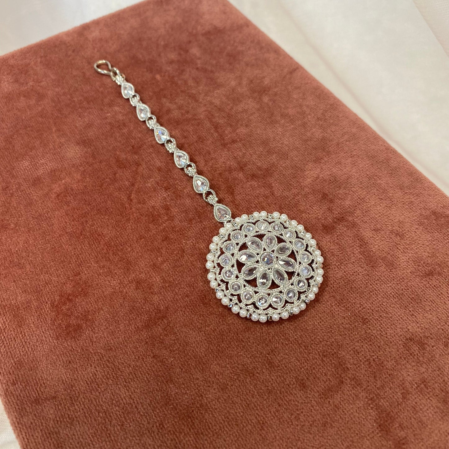 Silver Round Crystal Tikka