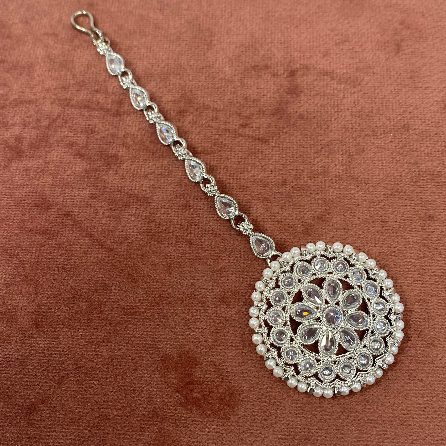 Silver Round Crystal Tikka