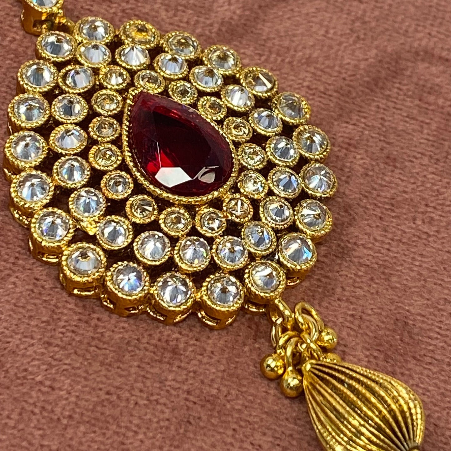 Bright Gold and Maroon Tikka