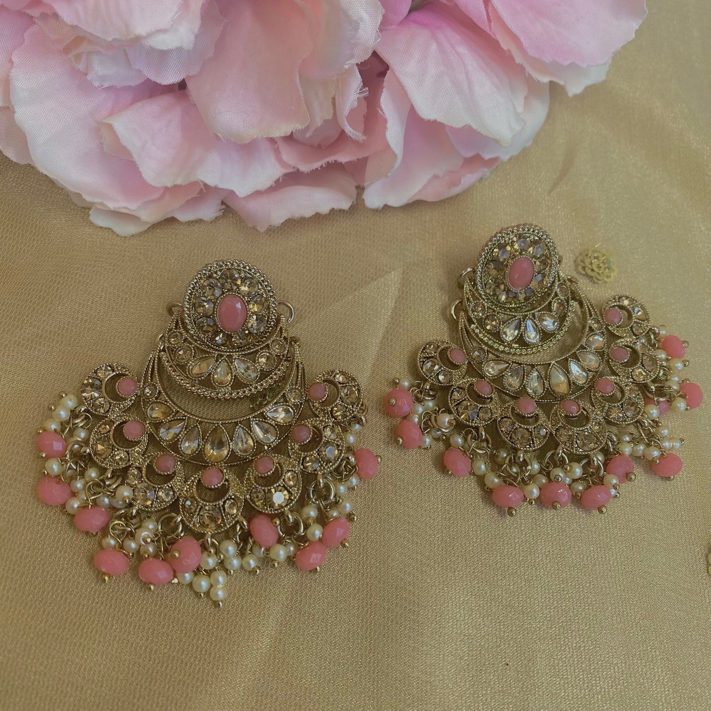 Coral Antique gold Indian Earrings/Fashion Jewellery/ Gift for Women/Indian/Pakistani style