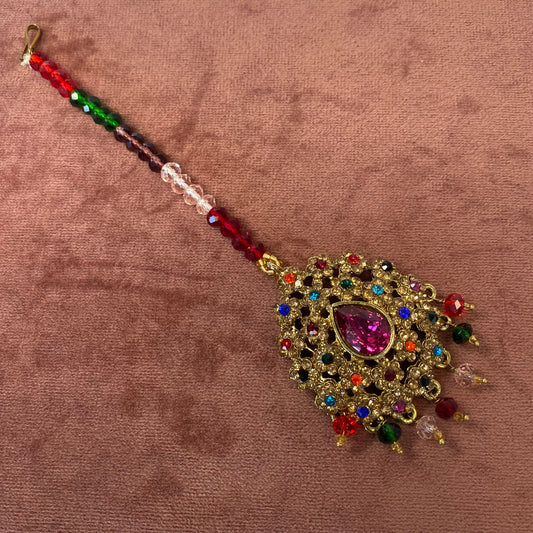 Multicolour Tikka - Large/ Tikli/ Indian/ Pakistani Fashion Jewellery/Maang Tikkas