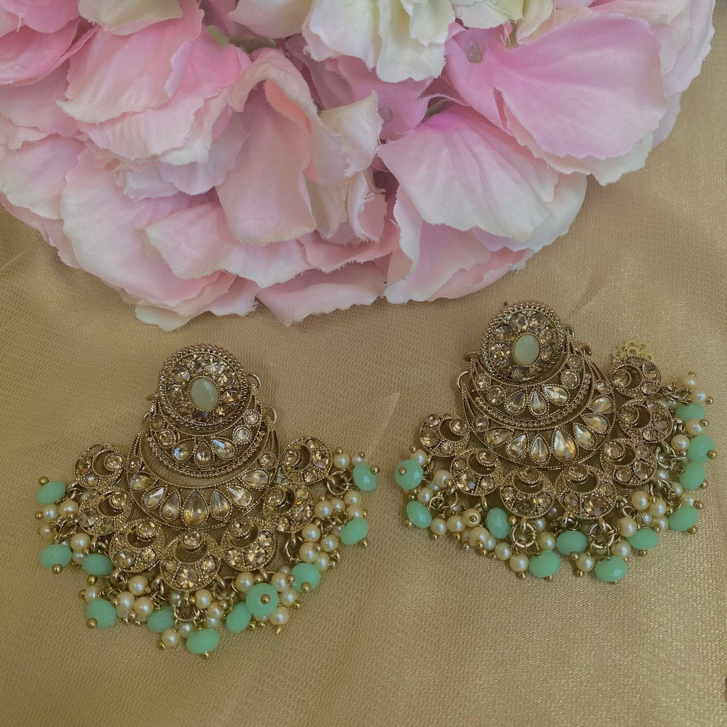 Mint Antique gold indian Earrings/ Fashion Jewellery/ Gift for Women/Indian/Pakistani style