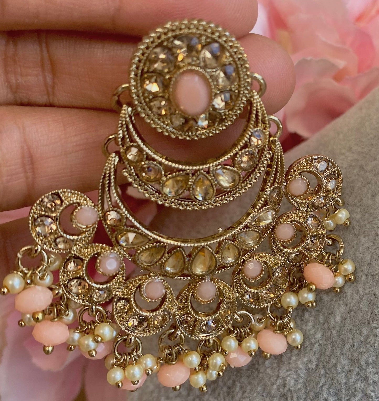 Peach Antique gold Indian Earrings/ Fashion Jewellery/ Gift for Women/Indian/Pakistani style