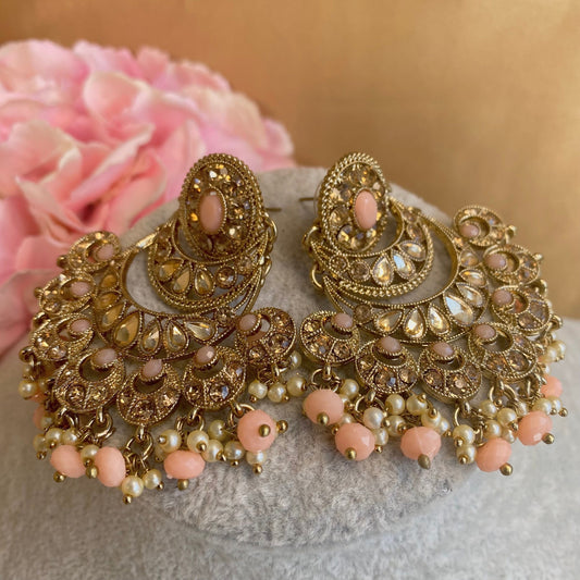 Peach Antique gold Indian Earrings/ Fashion Jewellery/ Gift for Women/Indian/Pakistani style