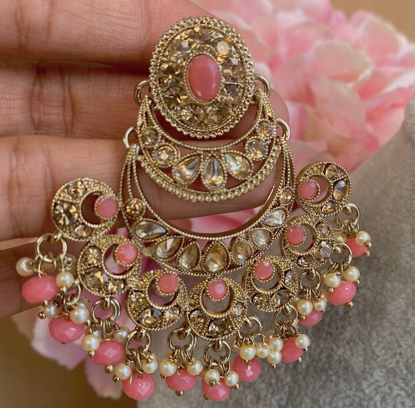 Coral Antique gold Indian Earrings/Fashion Jewellery/ Gift for Women/Indian/Pakistani style