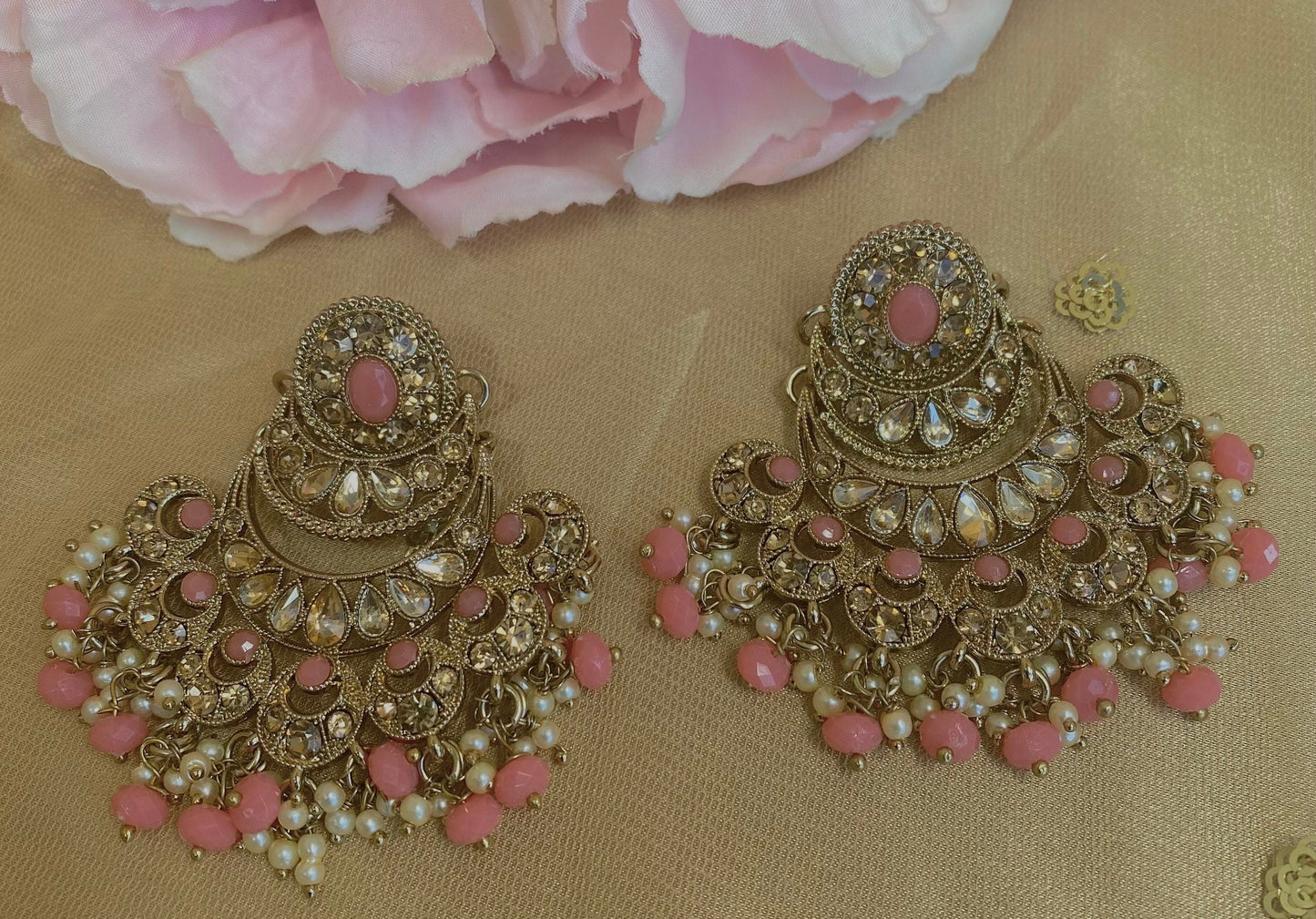Coral Antique gold Indian Earrings/Fashion Jewellery/ Gift for Women/Indian/Pakistani style