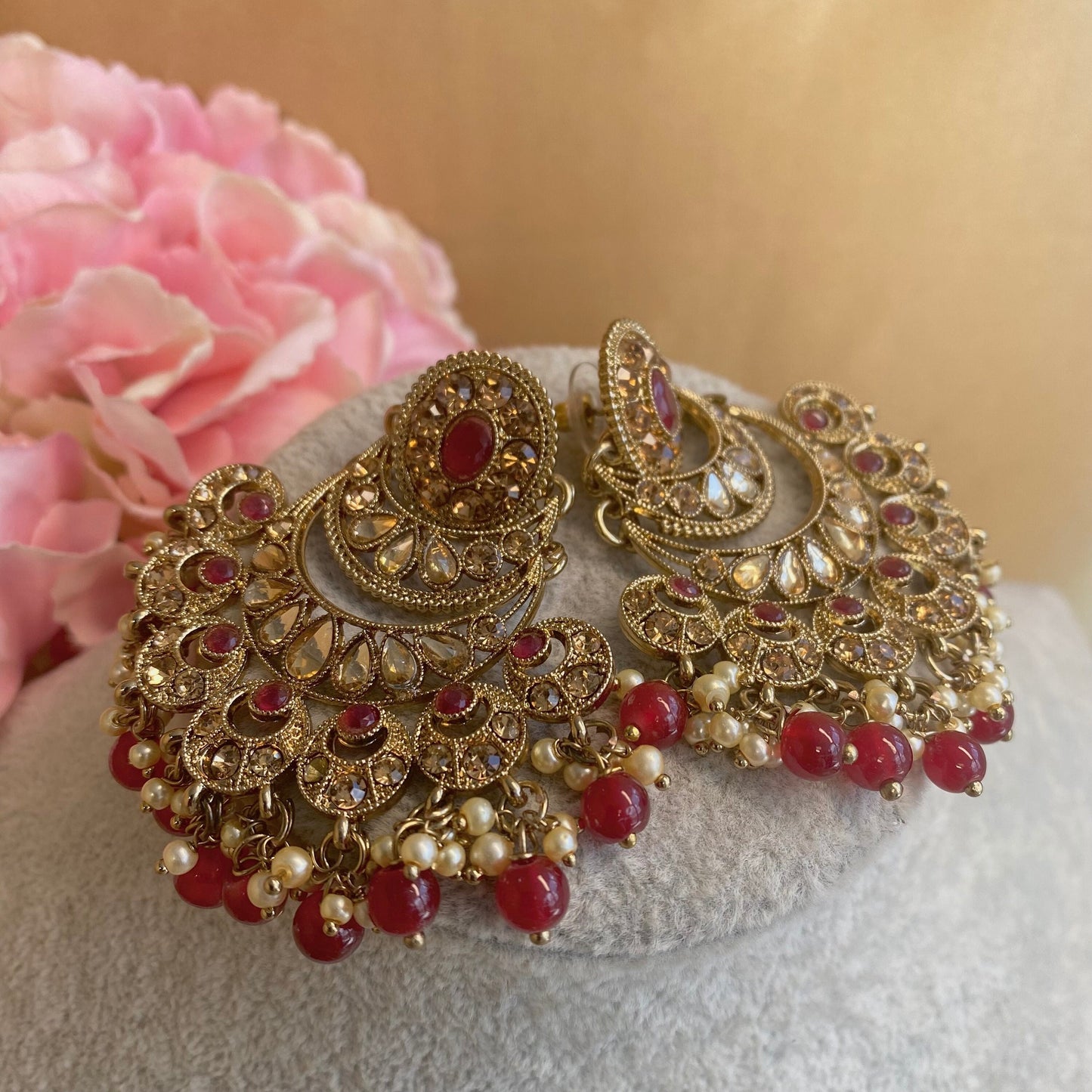 Maroon Indian Earrings/ Fashion Jewellery/ Gift for Women/Indian/Pakistani style