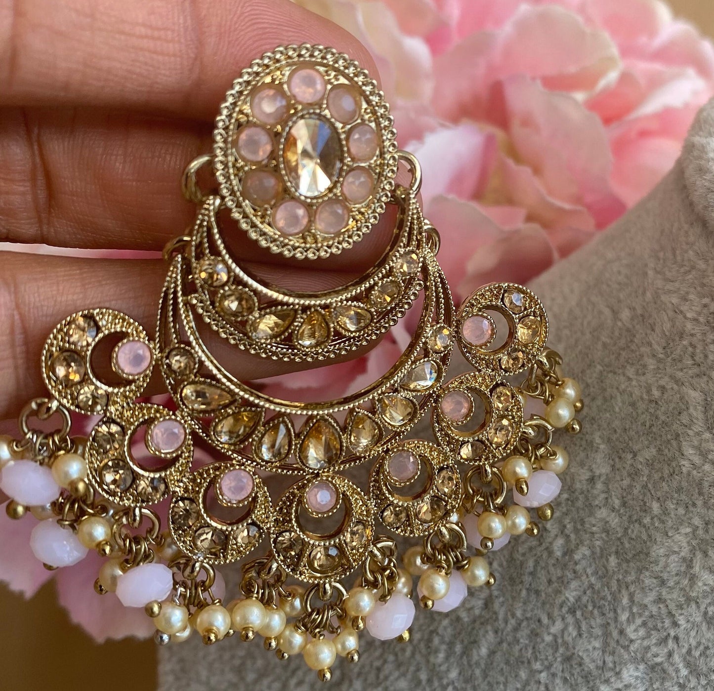 Light Pink Indian Earrings/ Fashion Jewellery/ Gift for Women