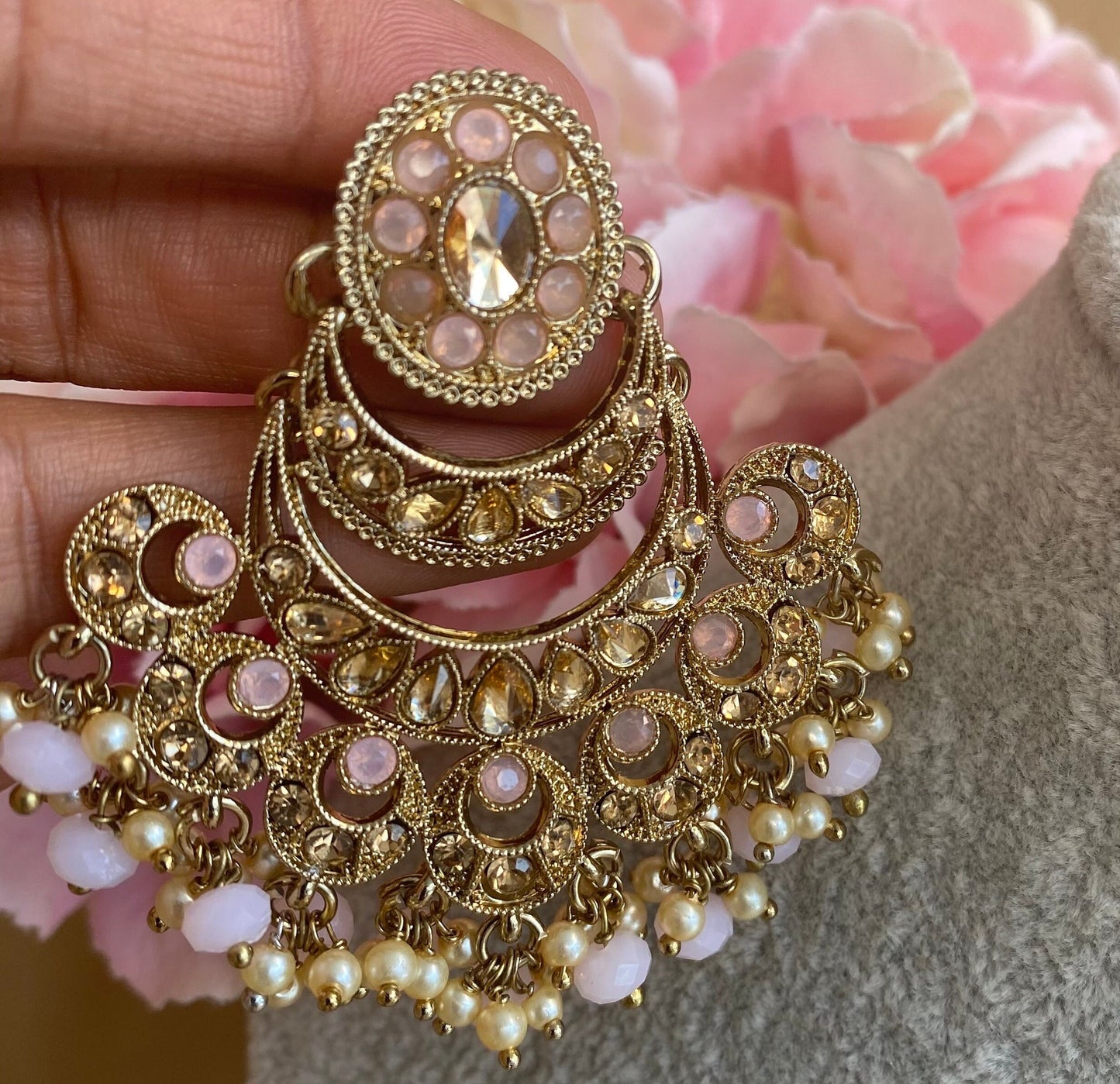 Light Pink Indian Earrings/ Fashion Jewellery/ Gift for Women