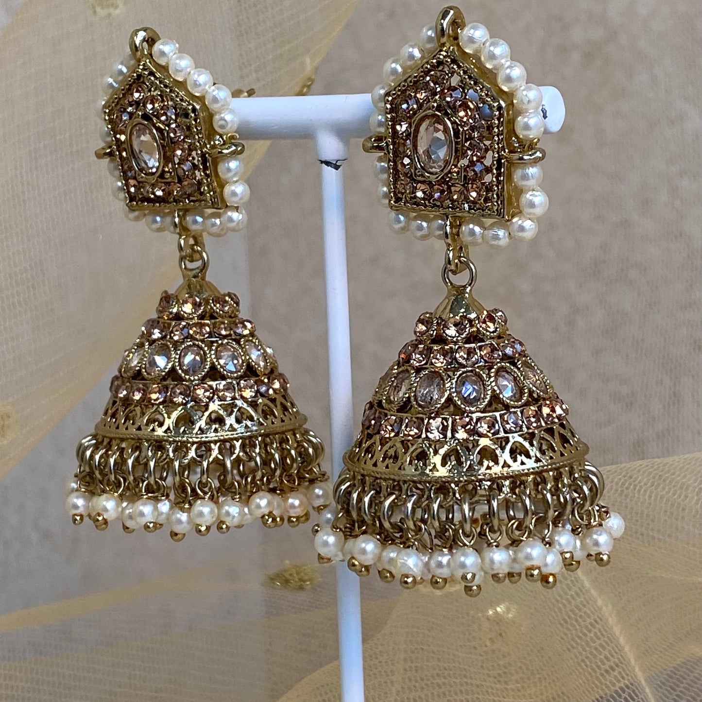 Golden Jhumka Earring and Tikka Set