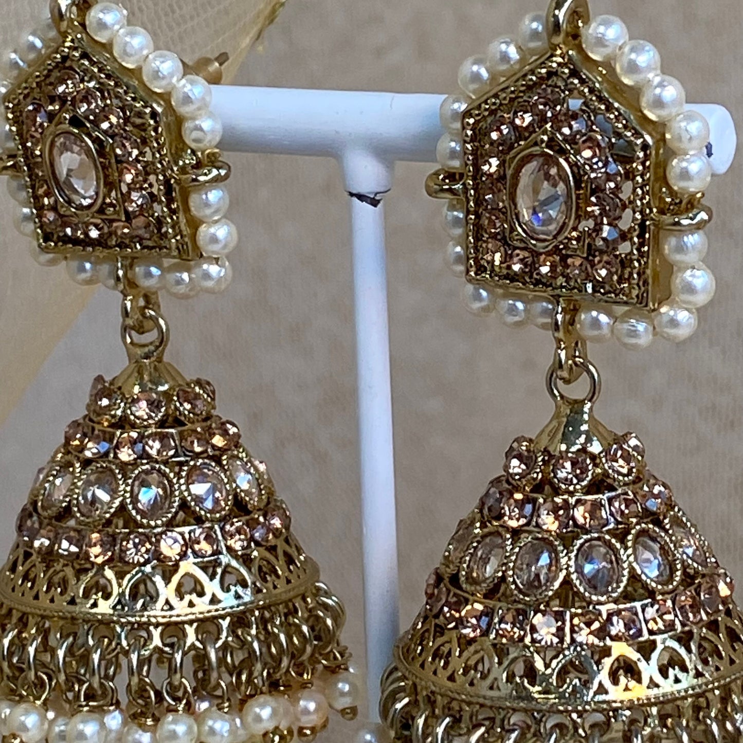 Golden Jhumka Earring and Tikka Set