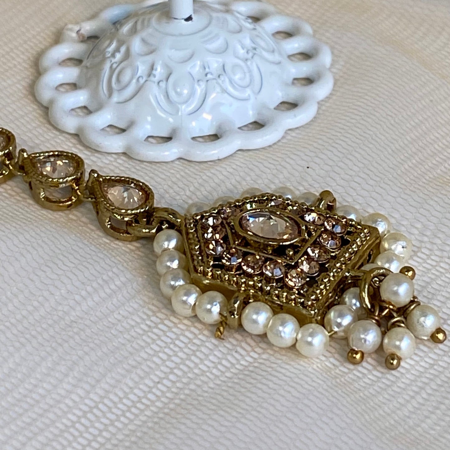 Golden Jhumka Earring and Tikka Set