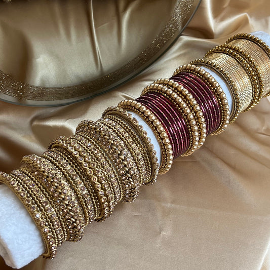 Limited Edition Bangle Block- Maroon/Gold/Luxury Bangle/Indian and Pakistani/Jewelley/ Fashion Bracelet/Gift for Women/Bangle roll