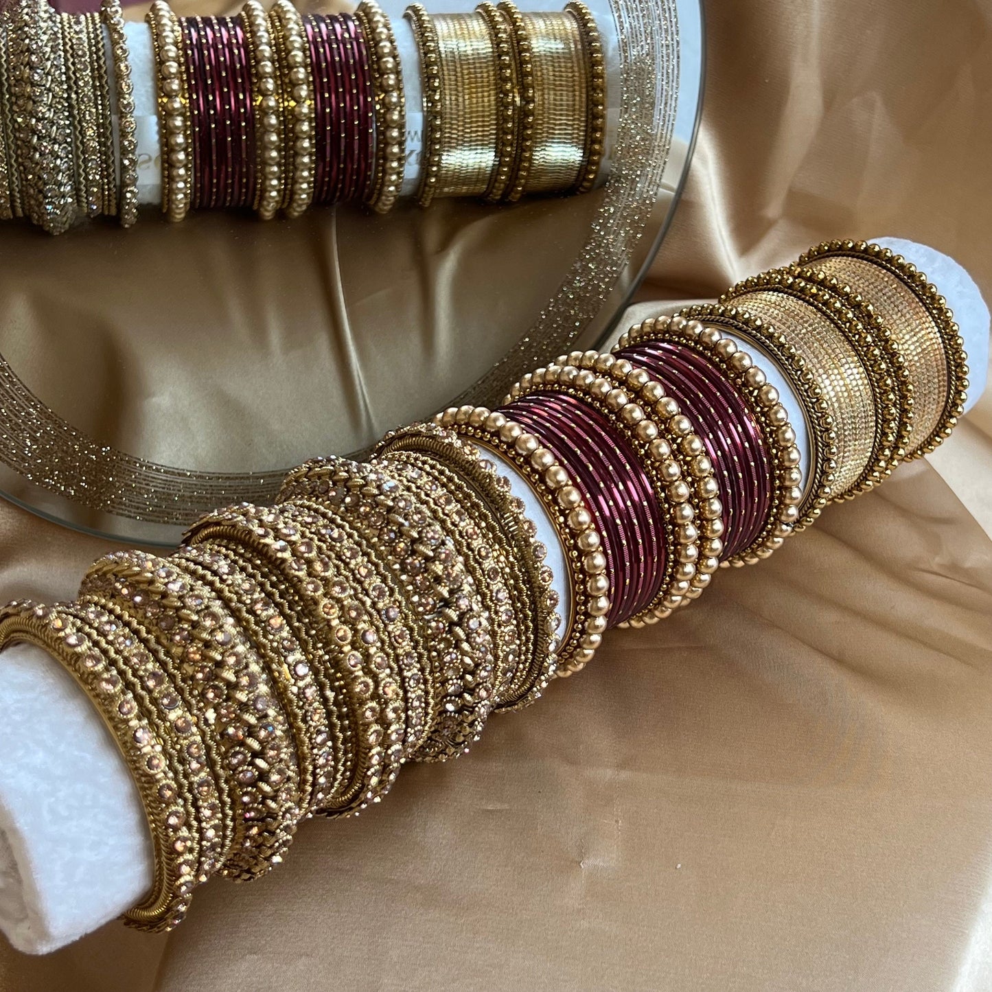 Limited Edition Bangle Block- Maroon/Gold/Luxury Bangle/Indian and Pakistani/Jewelley/ Fashion Bracelet/Gift for Women/Bangle roll