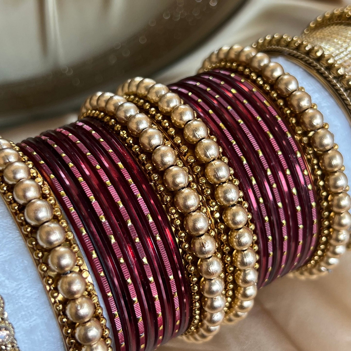 Limited Edition Bangle Block- Maroon/Gold/Luxury Bangle/Indian and Pakistani/Jewelley/ Fashion Bracelet/Gift for Women/Bangle roll