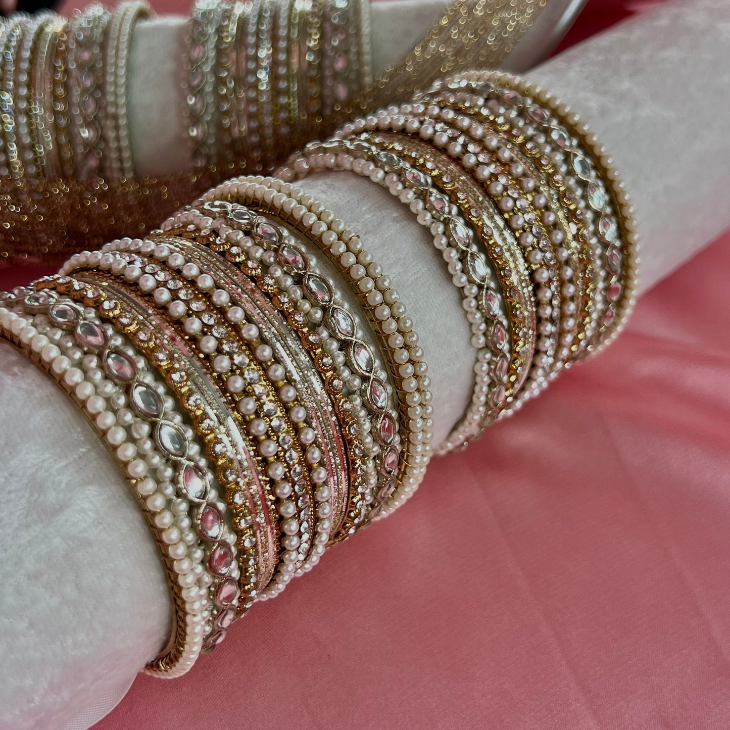 Small Golden Pearly Bangle Set/Indian/ Pakistani/Jewelley/ Fashion Bracelet