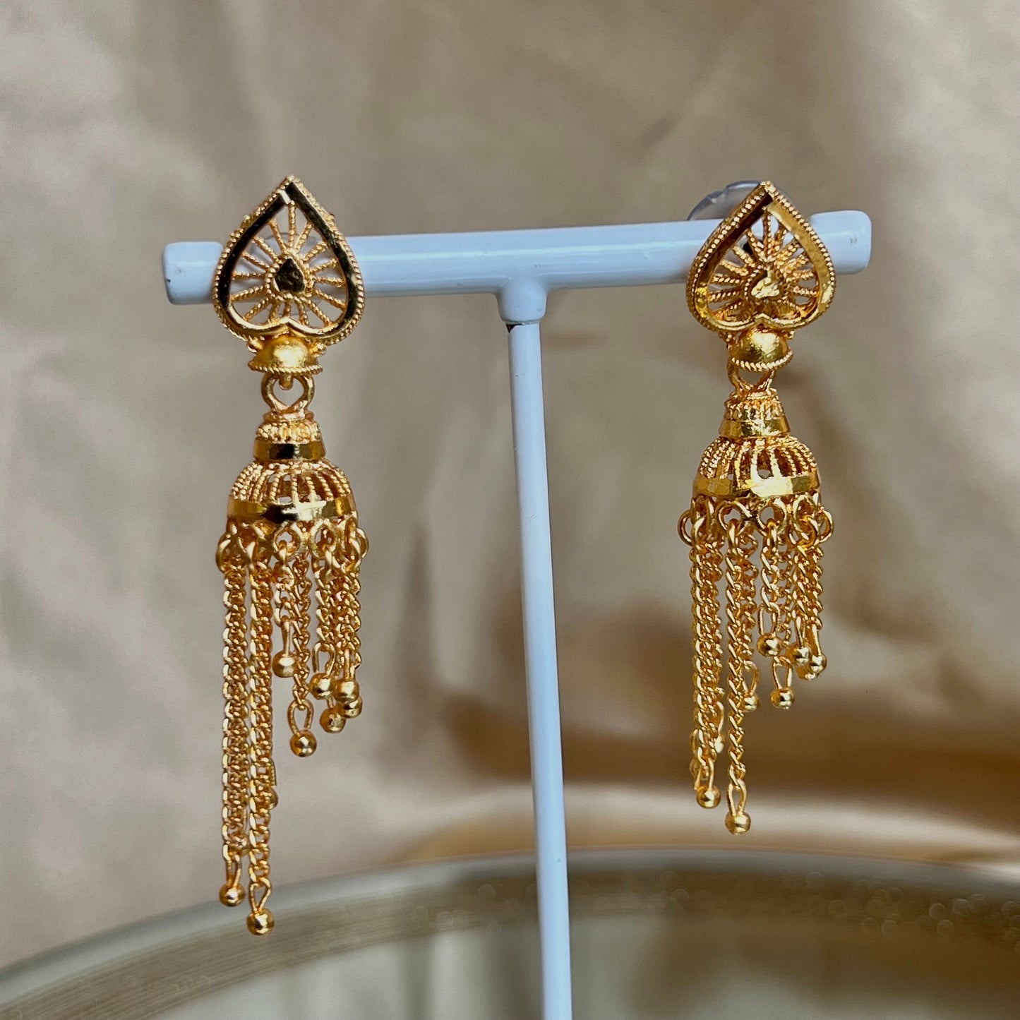 Slim Tassel Bright Gold Earrings/ Fashion Jewellery/ Gift for Women/Indian/Pakistani style