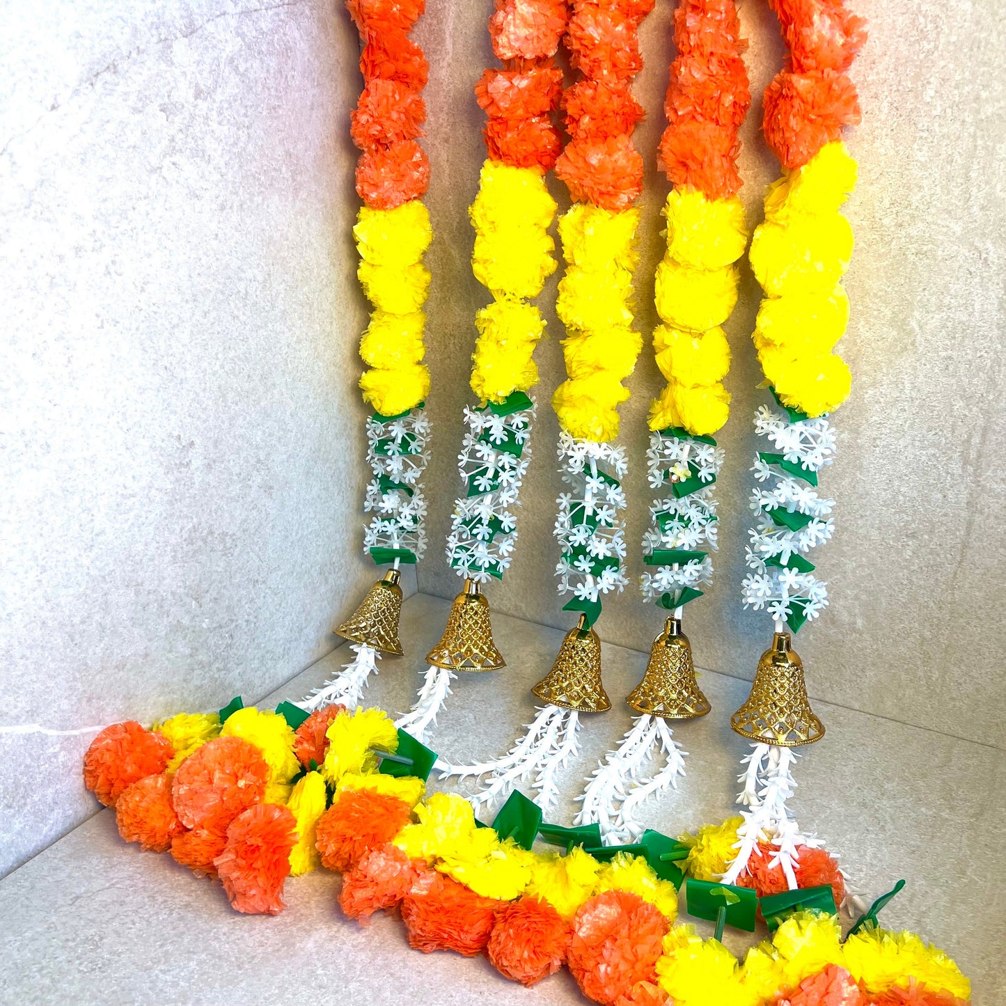 Flower Decor with Gold Bell Detail/ Unique Style/ Indian/ Pakistani/Home decor/ Gift for Women/Haldi/Mendhi/Party/Diwali/Eid