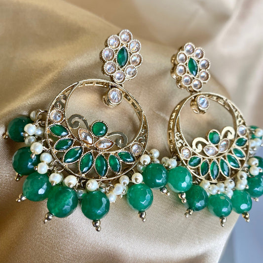 Crystal Green Earrings/ Fashion Jewellery/ Gift for Women/Indian/Pakistani style