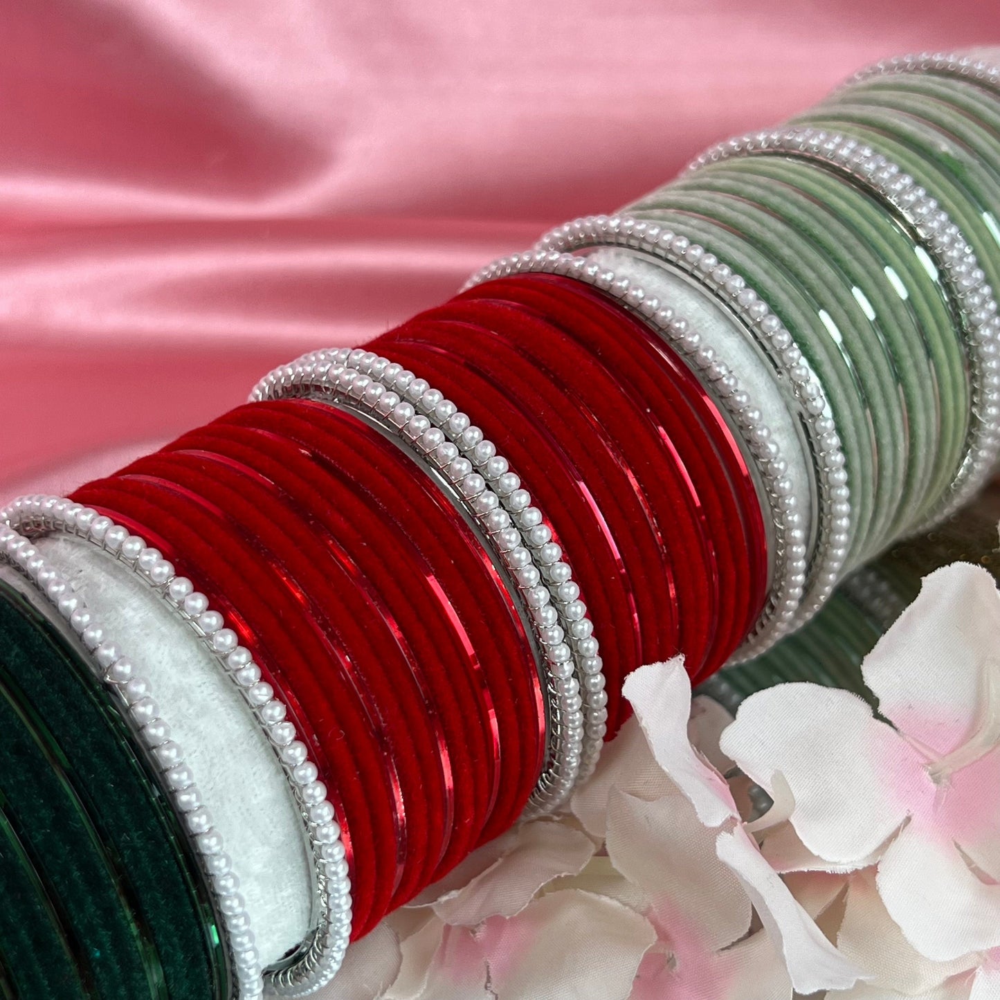 Red & Silver Bangle Set/Indian/ Pakistani/Jewelley/ Fashion Bracelet