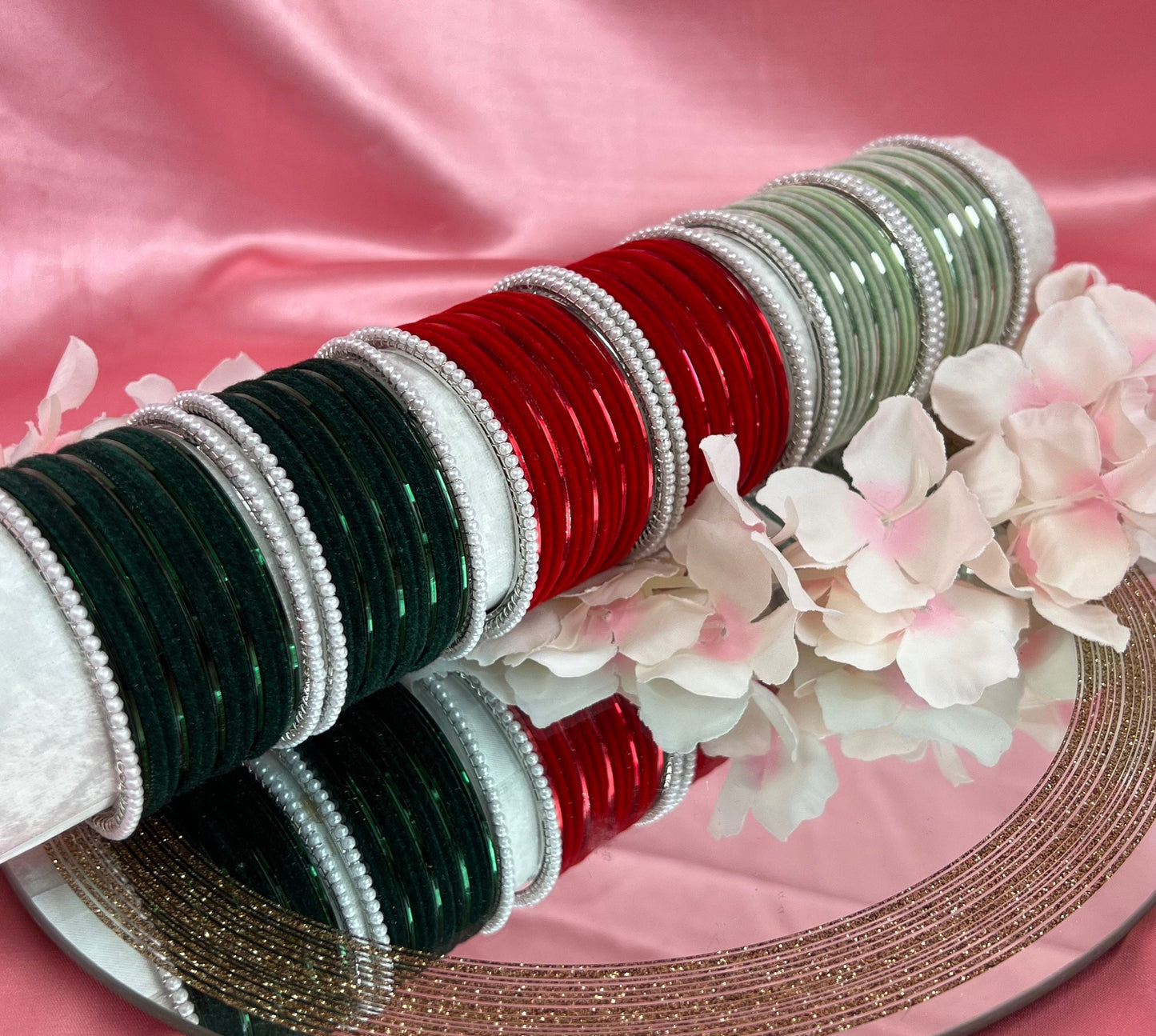 Red & Silver Bangle Set/Indian/ Pakistani/Jewelley/ Fashion Bracelet