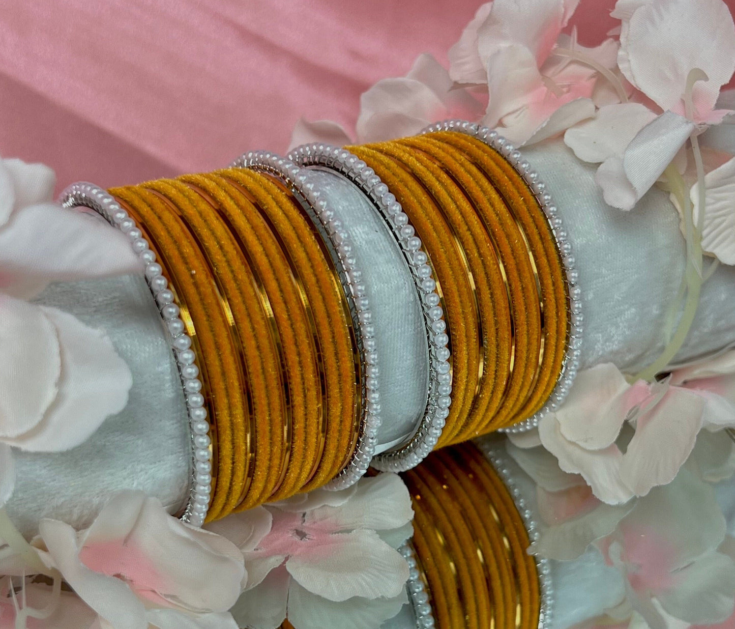 Orange & Silver Bangle Set/Indian/ Pakistani/Jewelley/ Fashion Bracelet
