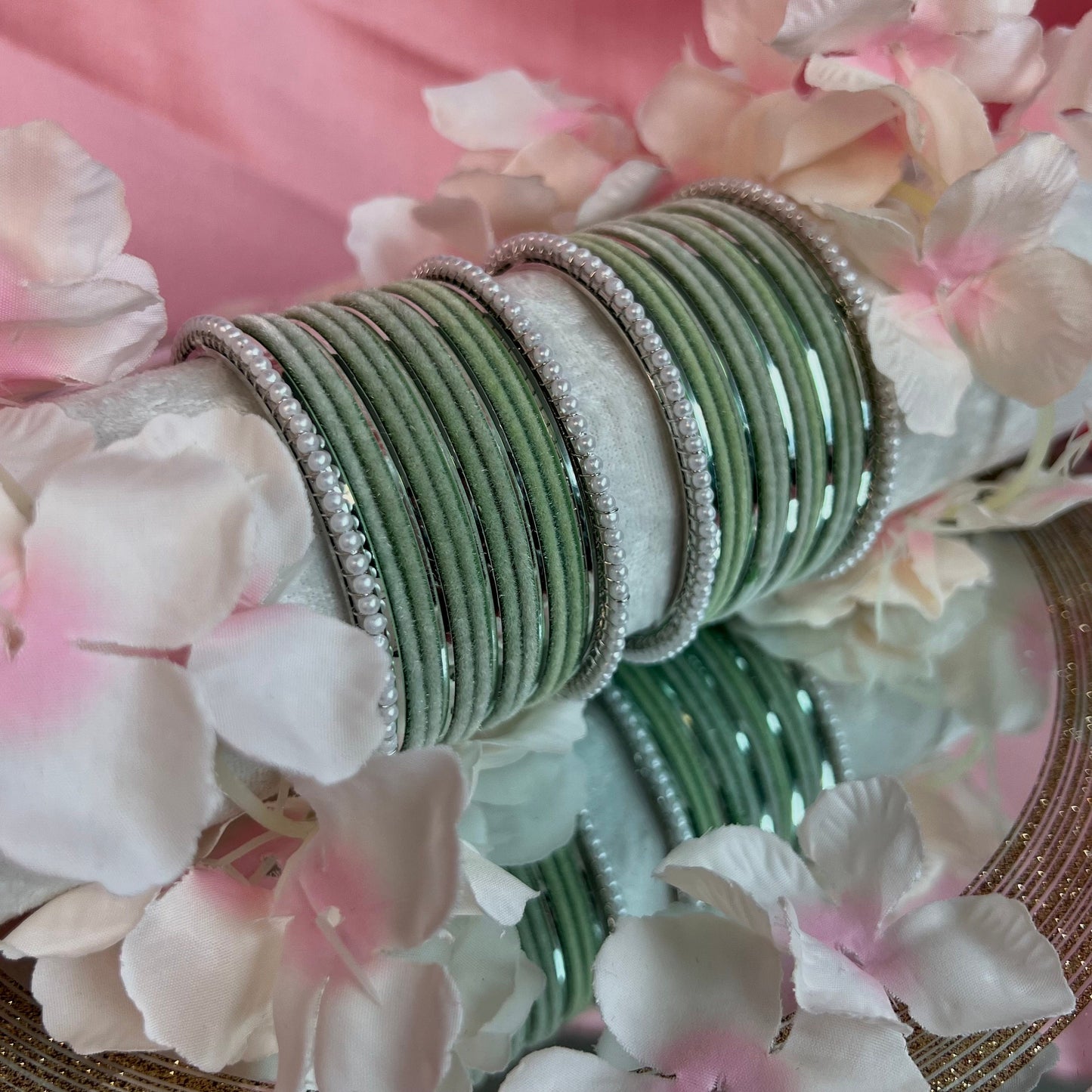 Mint & Silver Bangle Set/Indian/ Pakistani/Jewelley/ Fashion Bracelet
