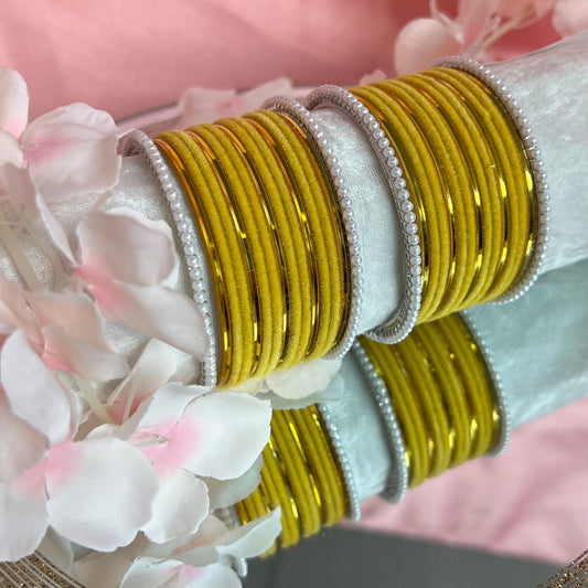 Yellow & Silver Bangle Set/Indian/ Pakistani/Jewelley/ Fashion Bracelet/Haldi/Mendhi Party