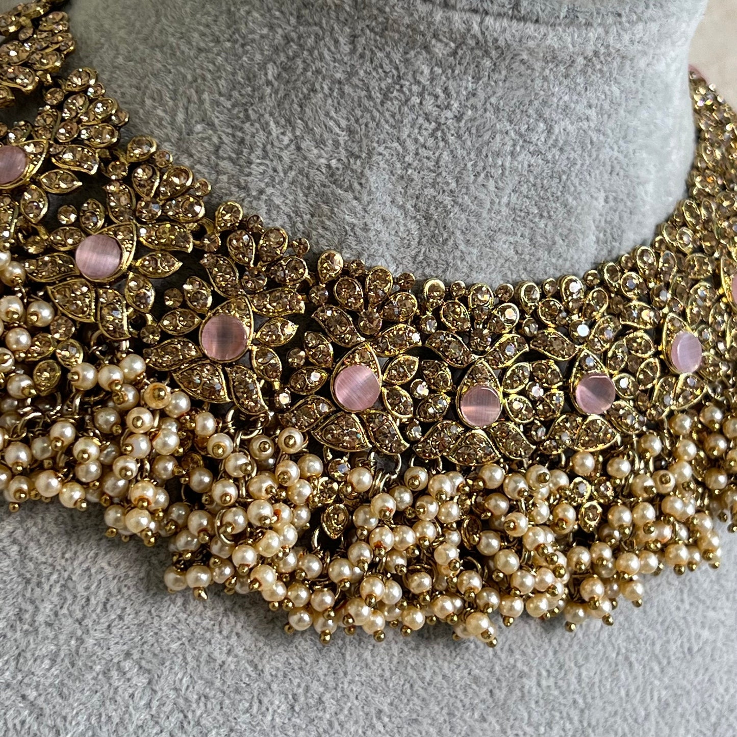 Pink Necklace Set - Jhumka Earring Earring/ Tikka/ Tikli/ Indian/ Pakistani/Fashion Jewellery/ Gift for Women