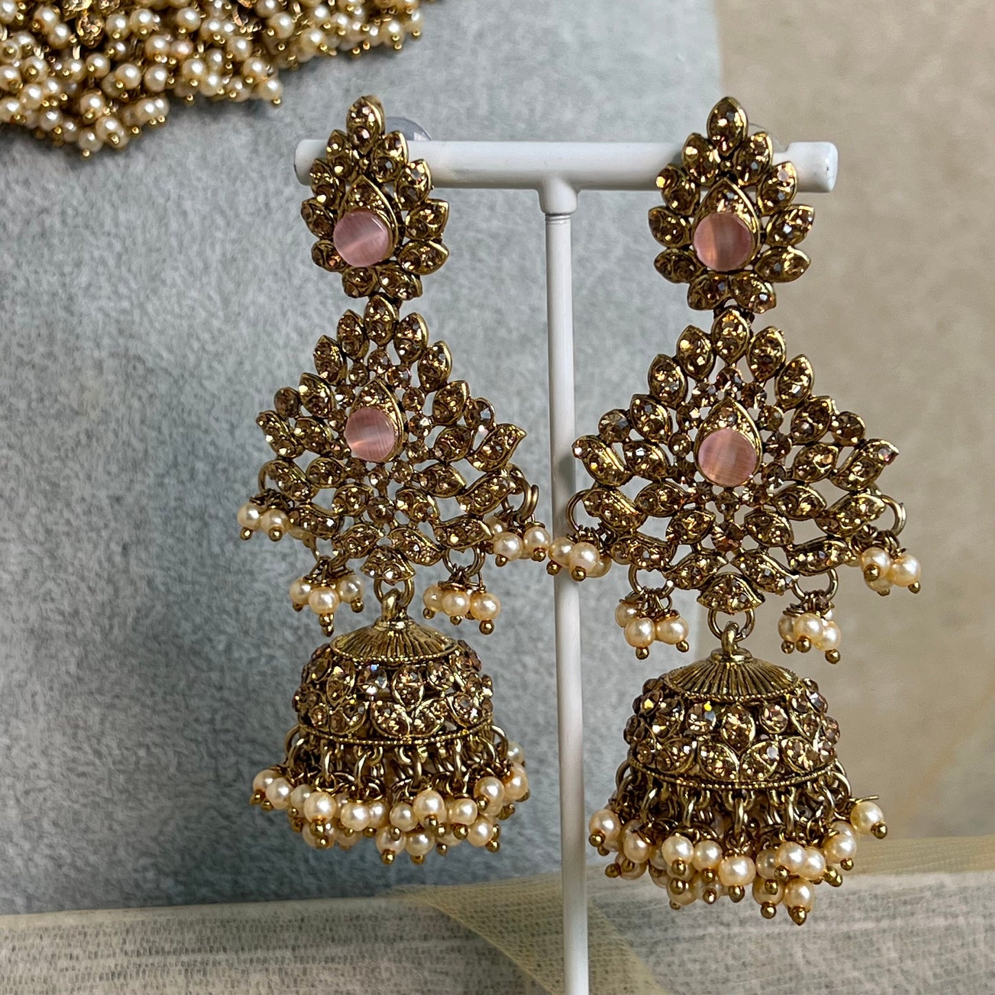 Pink Necklace Set - Jhumka Earring Earring/ Tikka/ Tikli/ Indian/ Pakistani/Fashion Jewellery/ Gift for Women