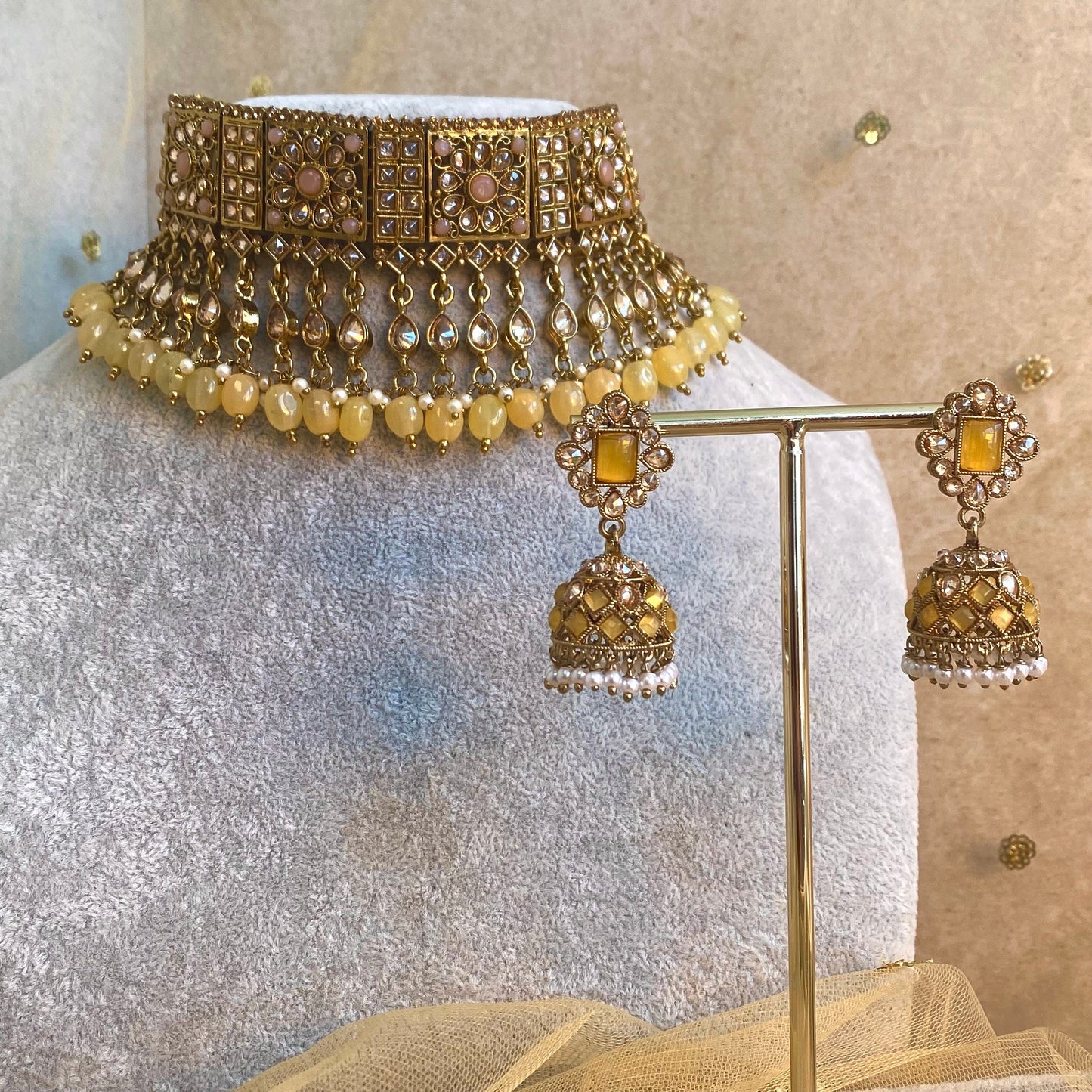 Peach and Yellow Choker Set