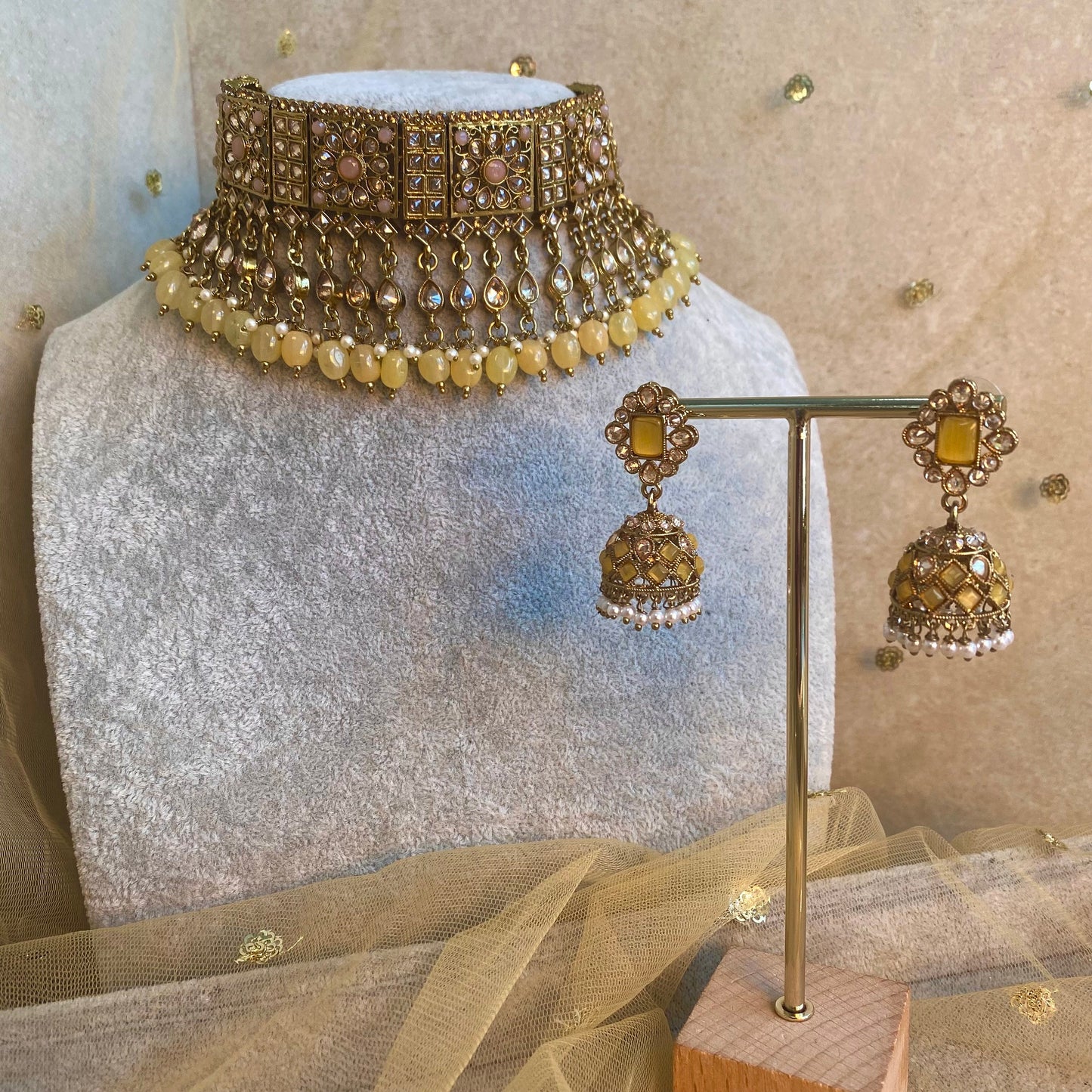 Peach and Yellow Choker Set