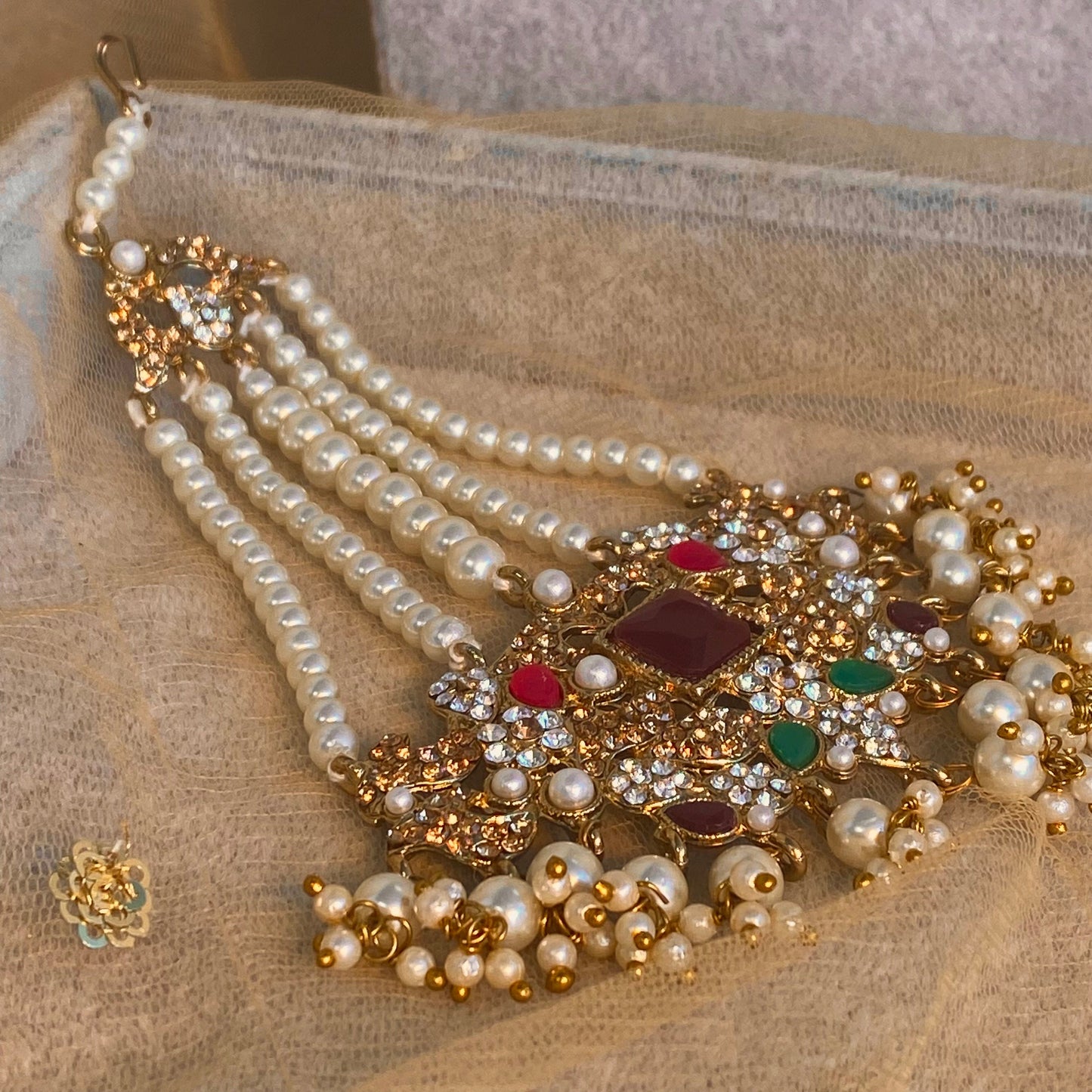 Bridal Mulitcolour Choker set complete with Jhumar