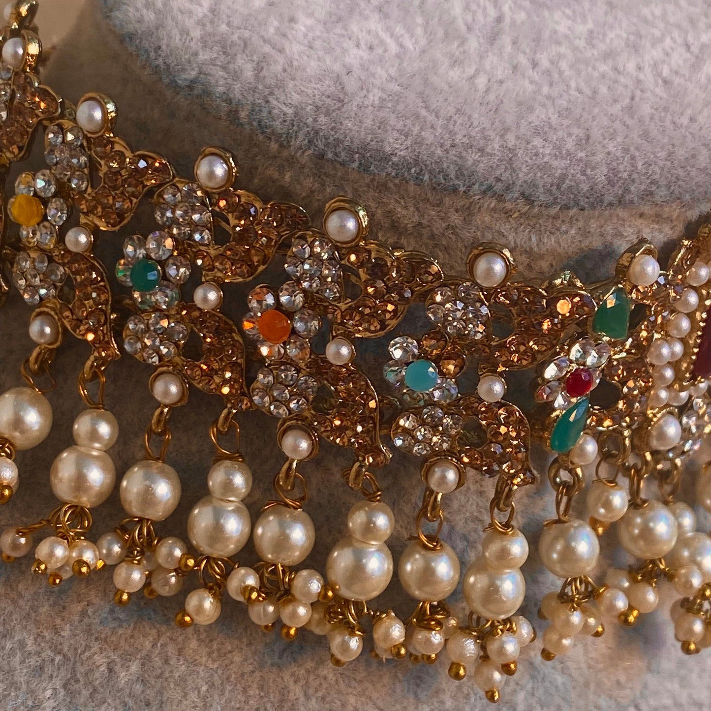 Bridal Mulitcolour Choker set complete with Jhumar