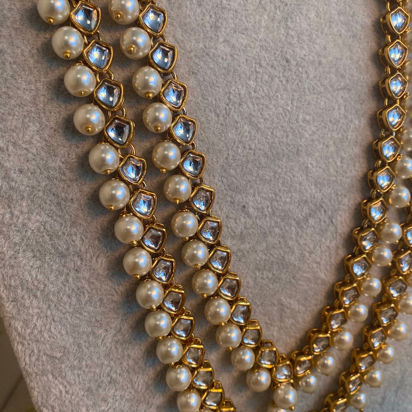 Long Necklace and Earring set- Faux Kundan