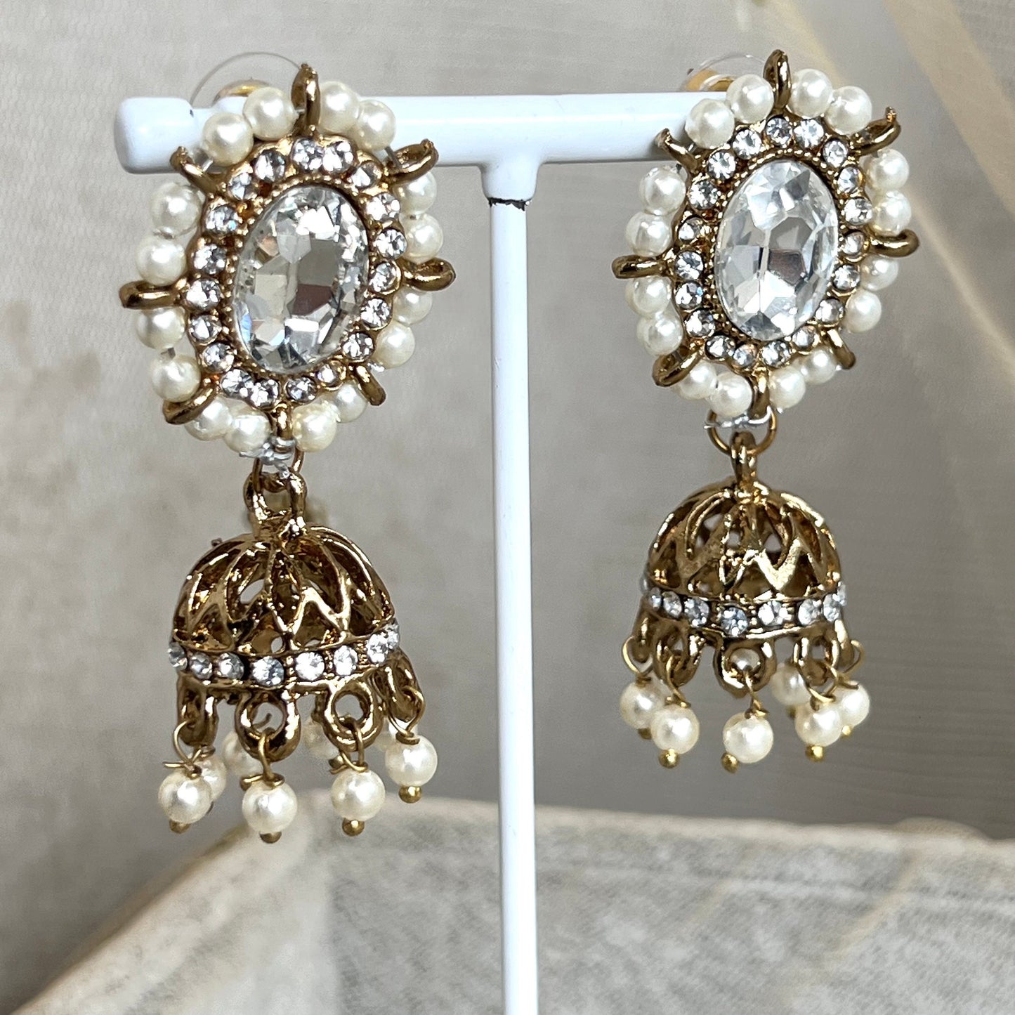 Clear/ Pearl Choker set Earring/ Tikka/ Tikli/ Indian/ Pakistani/Fashion Jewellery/ Gift for Women