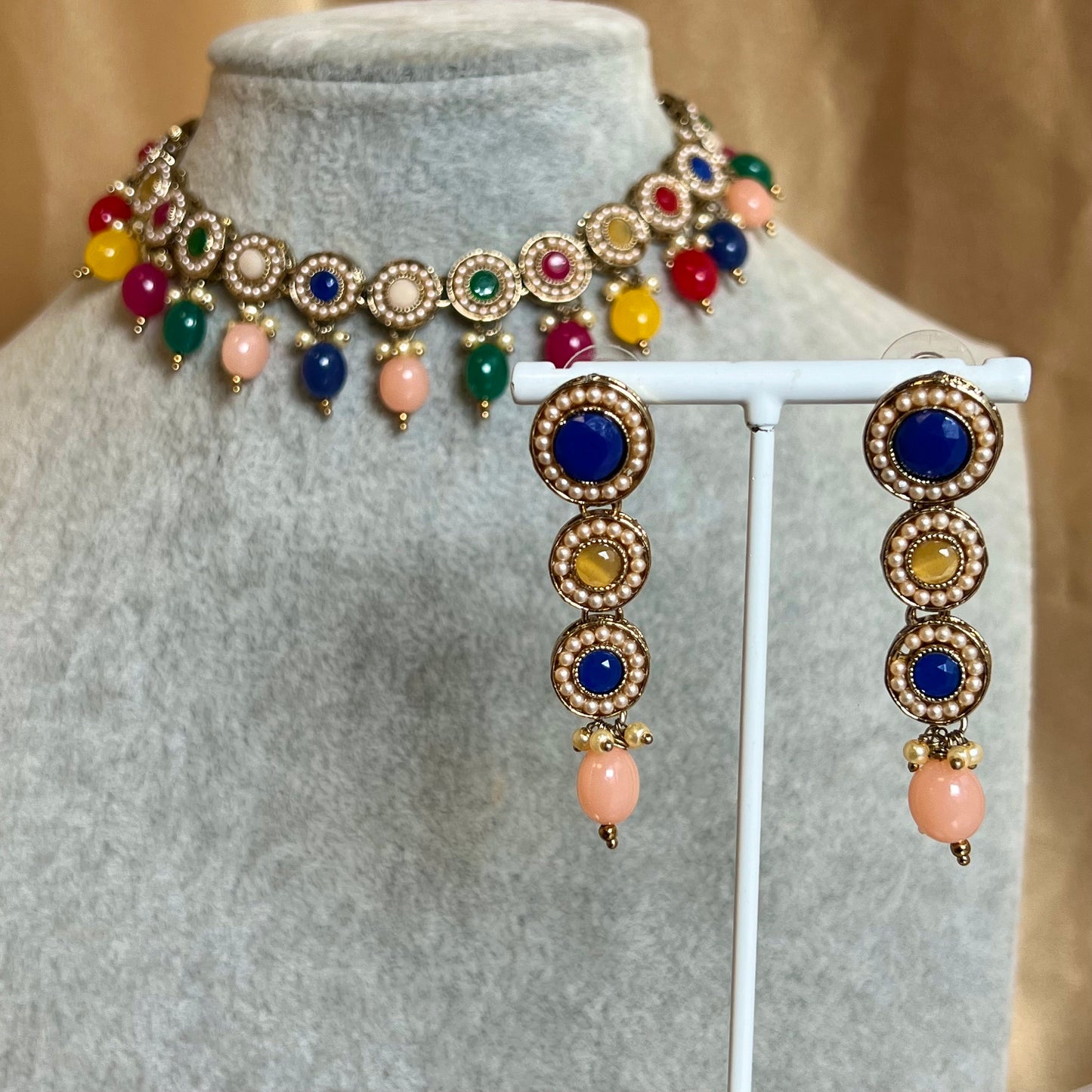 Multi Colour Necklace Set Earring/ Indian/ Pakistani/Fashion Jewellery/ Gift for Women