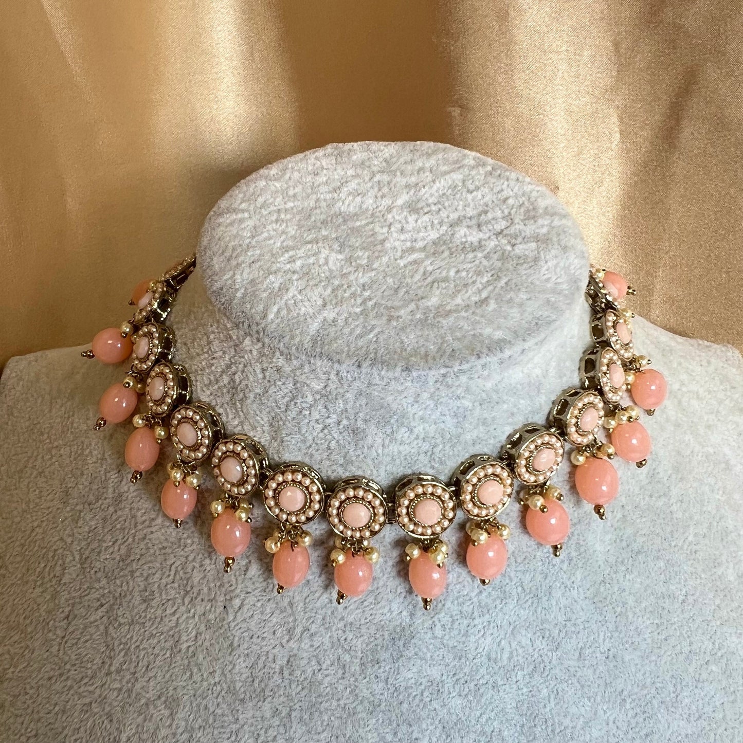 Peach Necklace Set Earring/ Indian/ Pakistani/Fashion Jewellery/ Gift for Women