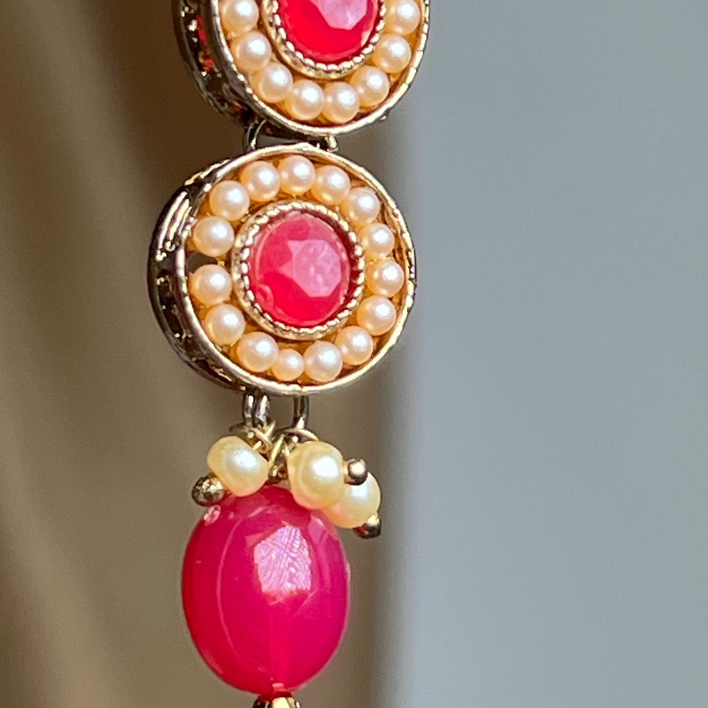 Hot Pink Necklace Set Earring/ Indian/ Pakistani/Fashion Jewellery/ Gift for Women