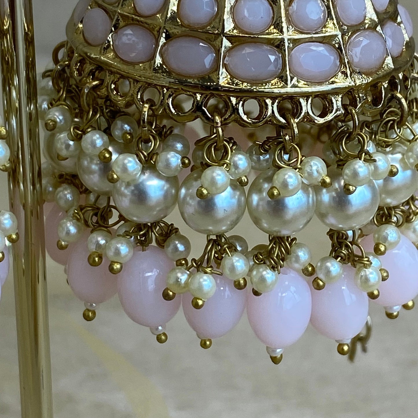 Meenakari/ Indian/ Pakistani Style/Extra Large Pink Jhumka Earrings