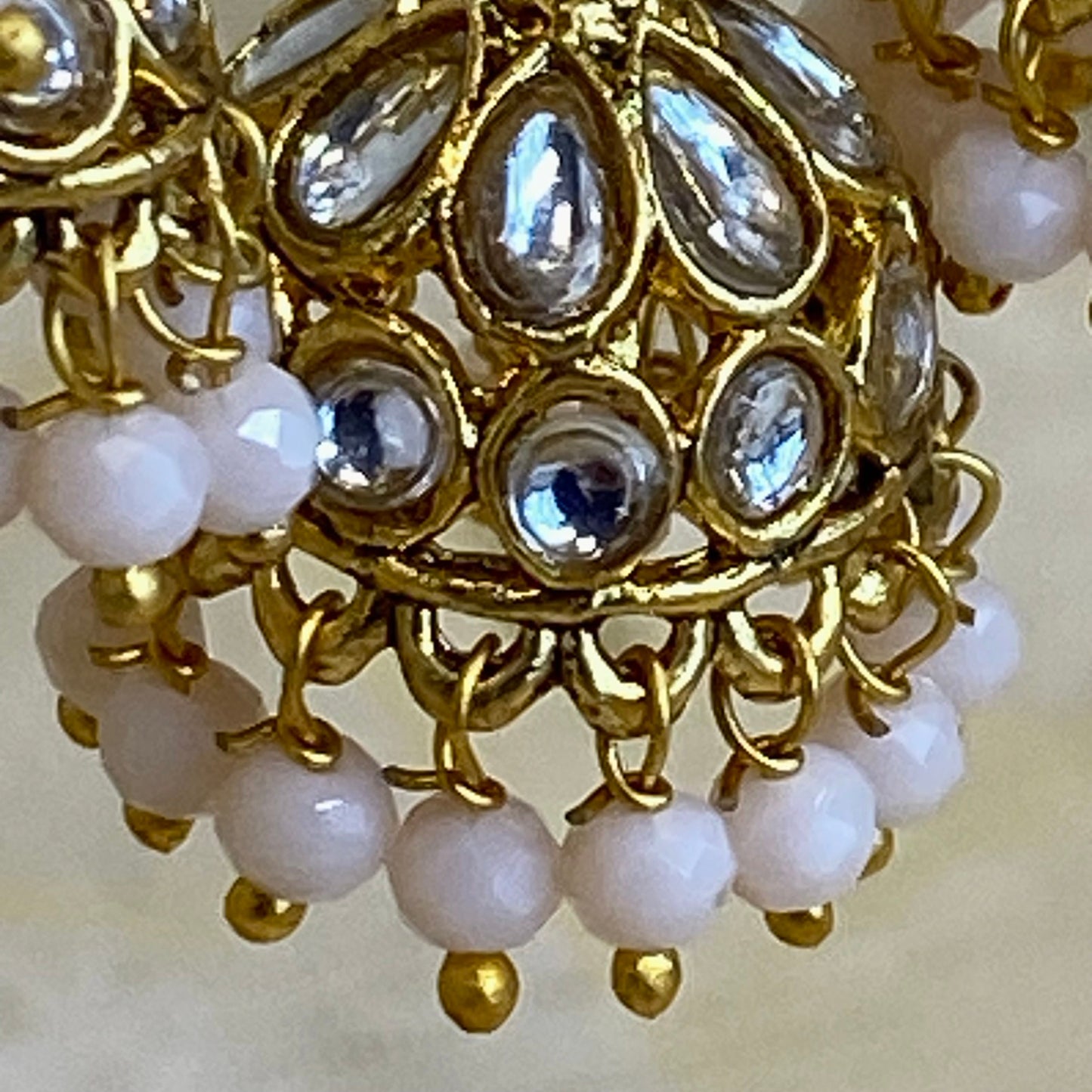 Large Gold Jhumka detail Earring - Peach/ Fashion Jewellery/ Gift for Women/Indian/Pakistani style