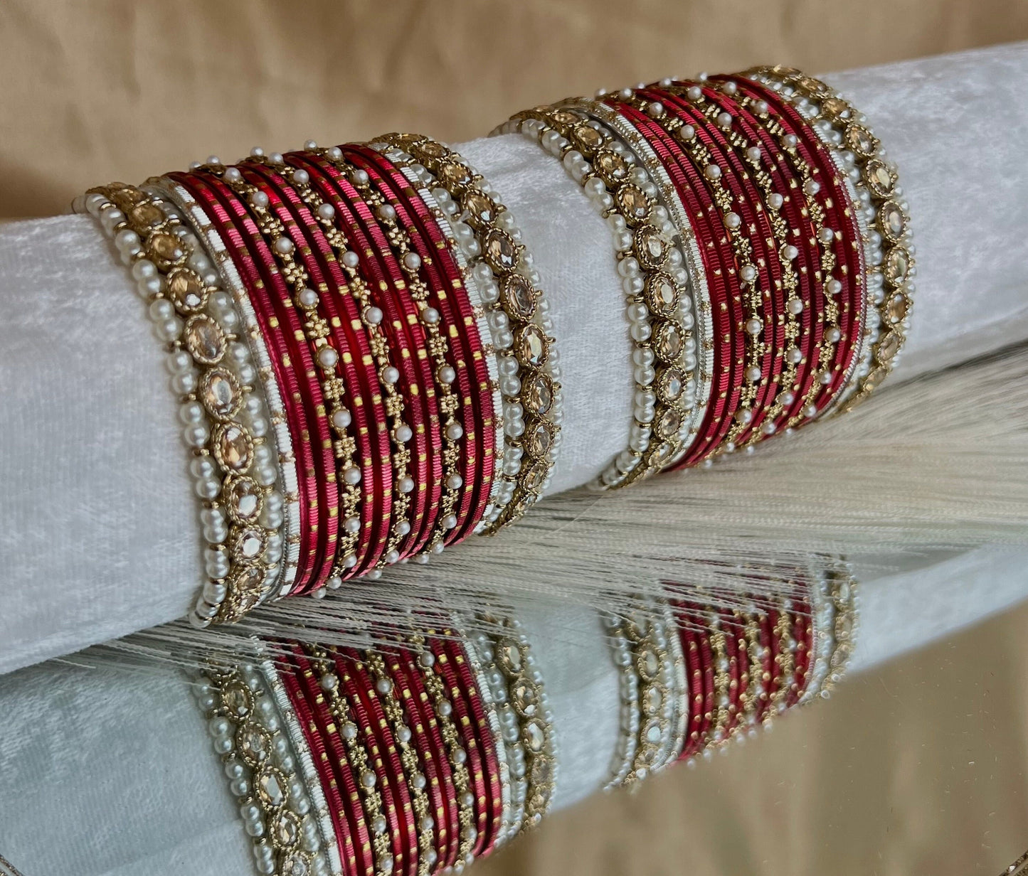 Small Maroon Pearly Bangle Set/Indian/ Pakistani/Jewelley/ Fashion Bracelet